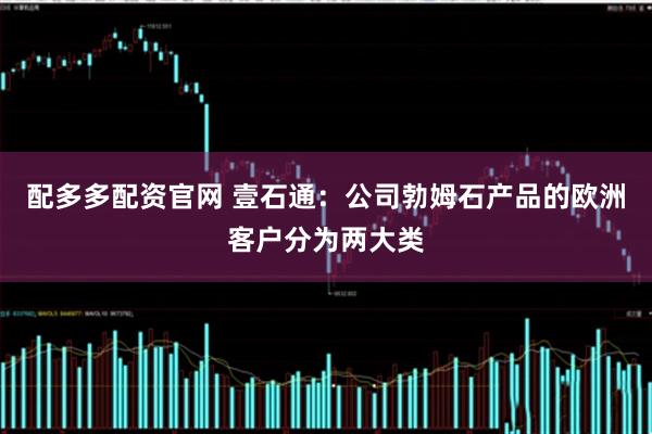 配多多配资官网 壹石通：公司勃姆石产品的欧洲客户分为两大类